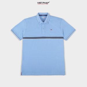 Áo Polo Nam Phối Sọc Chất Cotton Pique Form Reguler Fit Co Giãn Thoáng Mát Trẻ Trung VIỆT PHÁP 9702