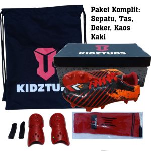 KIDZTUBS Sepatu Bola Anak Paket Komplit Sepatu Bola Tas Skin Deker Kaos Kaki Usia 6-10 Tahun Size 28 29 30 31 32 33 34 35 36 37 KDZ1505010625