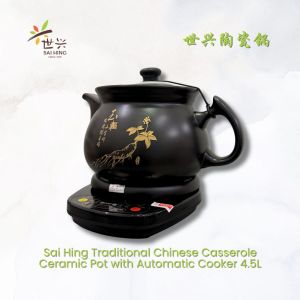 Sai Hing Traditional Chinese Casserole Ceramic Decoction 4.5L Pot with Automatic Cooker