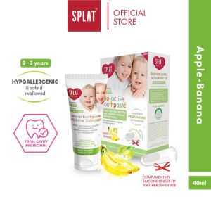 SPLAT BABY Apple-Banana Toothpaste + Finger-tip toothbrush(Ages 0-3)40ml Natural Ubat Gigi Bayi Selamat ditelan 天然宝宝牙膏