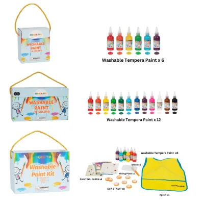 EducratePH Non toxic TEMPERA washable paint for kids toddler finger paint red blue yellow 60ml