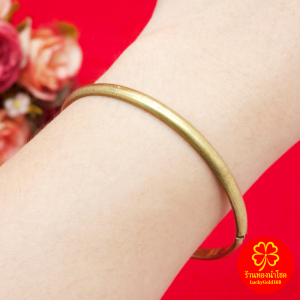 กำไลทองเหลืองโบราณลายเกลี้ยง งานทองเหลืองแท้ งานดิบไม่ได้ชุบ ทองเหลืองโบราณ