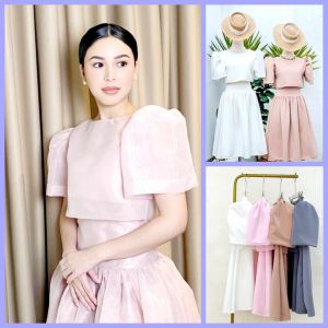 Modern Filipianiana Graduation Wedding Anniversary Birthday Puff Sleeves top and Skirt Set Terno Coordinates    - xs to large - classy and elegant - timeless top - casual or party top - classic top - super kapal ng tela - hindi kayo magsisi - our aim is t