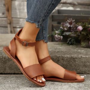Free Shipping Low-Heeled Roman-Style Open-Toe Casual Flat Sandals New Summer 2026 Collection WomenS One-Strap Sandals