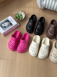 [Free Shipping] Solid-Color Perforated Sandals For Women Featuring A Thick Sole Breathable Design And Non-Slip Features Perfect For Outdoor Wear In Summer.These EVA Slippers Are Designed To Make Your Legs Look Longer