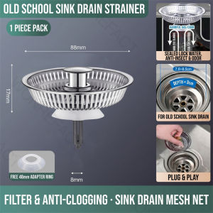 Sink Strainer Pop Up Kitchen Anti-Rust Anti Clog Basket Filter 304 Stainless Steel Odorless Drain Fits HDB Sinks