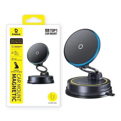 Baseus PrimeTrip VC2 Flex Pro Magnetic Wireless Car Charger Mount 15W Wireless Charging Suction Cup Version