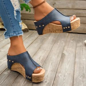 [Free Shipping] Platform Sandals Summer New Style Retro Thick-Soled Roman Sandals WomenS Large Size Open-Toe Platform Slippers