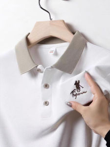 POLO ผู้ชายเสื้อแขนสั้นปักลาย T ชุดเสื้อฤดูร้อนขนาดใหญ่หลวมสำหรับพ่อวัยกลางคนแบรนด์ธุรกิจทันสมัย
