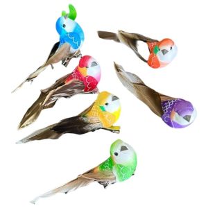 OPEAREY 6pcs Garden Landscape Decor Simulation Birds Colorful Photography Props Foam Feathers Birds Crafts Tree Ornaments Artificial Birds for Wedding Festival Home