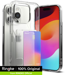 Ringke Fusion Card Compatible with iPhone 15 Pro Max Case Cover Transparent Hard Back Soft Flexible TPU Bumper with Built-in Slim Card Holder Wallet Scratch Resistant Natural Form