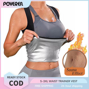 POVEREN S-3XL Waist Trainer Vest Sauna Sweat Slimming Body Shaper Sweat-burning Fat-burning Plus Size Thermo Compression Corset Belt for Women