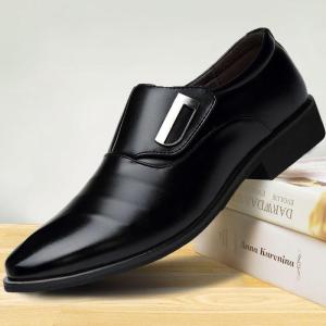 Brand WHITBY (3 Days Delivery)COD Leather Formal for Young Men Fashion Trendy Casual Business School Shiny Pointed Shoes