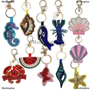 [COD] Modingdue Beaded Patch Sequin Rhinestones Crab Starfish Seashell Conch Keychain For Embellishing Bag Charm Decor