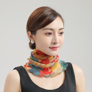 Womens thin sun veil scarf neck small silk scarf