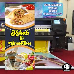 Cetak Spanduk Cetak Banner KEBAB DAN SMOOTHIES Costom Desain