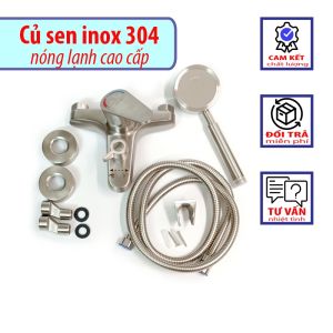 Bộ Vòi Củ Sen Nóng Lạnh Inox 304 Thân Đúc Cao Cấp