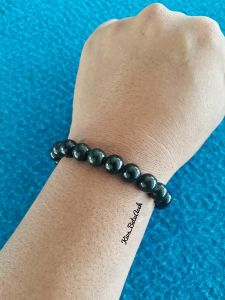 Gelang Batu Giok Black Jade Original Asli Aceh Bulat Kuncir Size 10