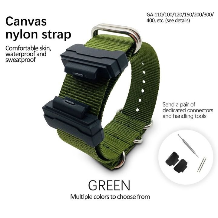 Cinturino In Nylon Di Ricambio Per Casio G-Shock (GA, GD, DW, GW Serie) Con Adattatori TPU - 22mm - 3