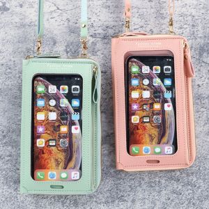 ST78FXHTC PU Leather Cell Phone Purse 6 Colors Large Capacity Touch Screen Girls Accessories Soft Card Holder Female
