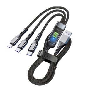 Dây Sạc điện thoại 3 đầu cáp sạc siêu nhanh 3 đầu 100W Micro USB Type C 3 trong 1 dây cáp dữ liệu Phukienprocare