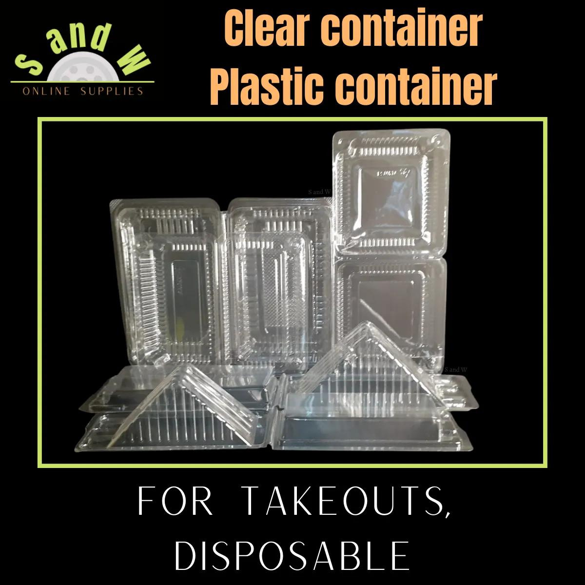 Clear Containers, Rectangle, Square, Sandwich, Take-out Container, 25 ...