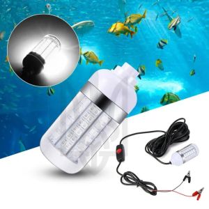 Ranpo 1200LM 5M LED Submersible Fishing Light Deep Drop Underwater Fish Lure Bait Finder Lamp Squid Attracting 12-24V White/Green/Blue