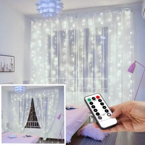 Abenkle 3M*3M 300 Led USB Fairy Lights USB Windows String Light 8 Modes with Remote Control IP44 Waterproof Home Christmas Party Wedding Light Decoration Lights USB Powered