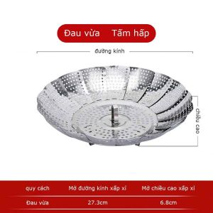 Xửng hấp inox có chân dùng hấp cách thủy để ráo nước trái cây 3 kích cỡĐiều Chỉnh Độ Mở Phù Hợp Mọi Loại Nồi Hấp-BIGBA