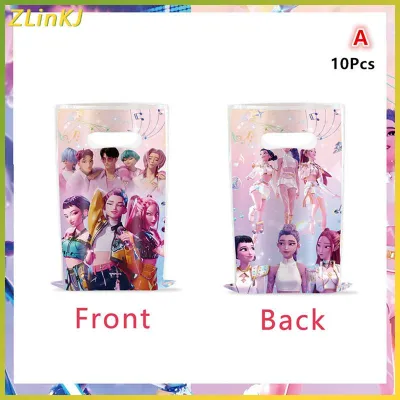 ZLinKJ 10pcs Cartoon KPop Demon Hunters Themed Party Disposable Gift Bag Candy Bag Childrens Party Decoration Organizing Supplies Xmas Gift Happy Birthday Party Favors