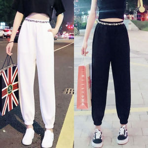 UOEY Korean Style Sports Women White Loose Cargo Pants Comfort High Waist Casual Trousers Aesthetic Sweatpants Streetwear Autumn 2021