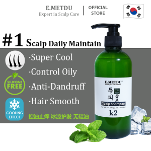 EMETDU K2 Shampoo 1000ml -Cooling Shampoo/Anti Hair loss/Anti Dandruff/冰凉无硅油护发洗发水/脱发/敏感/头屑/控油