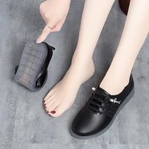 Bán Buôn Giày Mẹ Giày Đơn Mùa Xuân Và Mùa Thu Phong Cách Mới Phong Cách Hàn Quốc TRUNG NIÊN Gót Thấp Đế Gân Giày Bệt Thường Ngày Giày Da Nữ