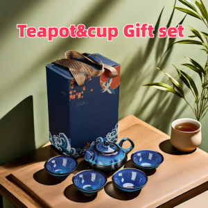 Ceramic gift tea set opening gift advertising gift customer gift 1teapot 4 teacups set