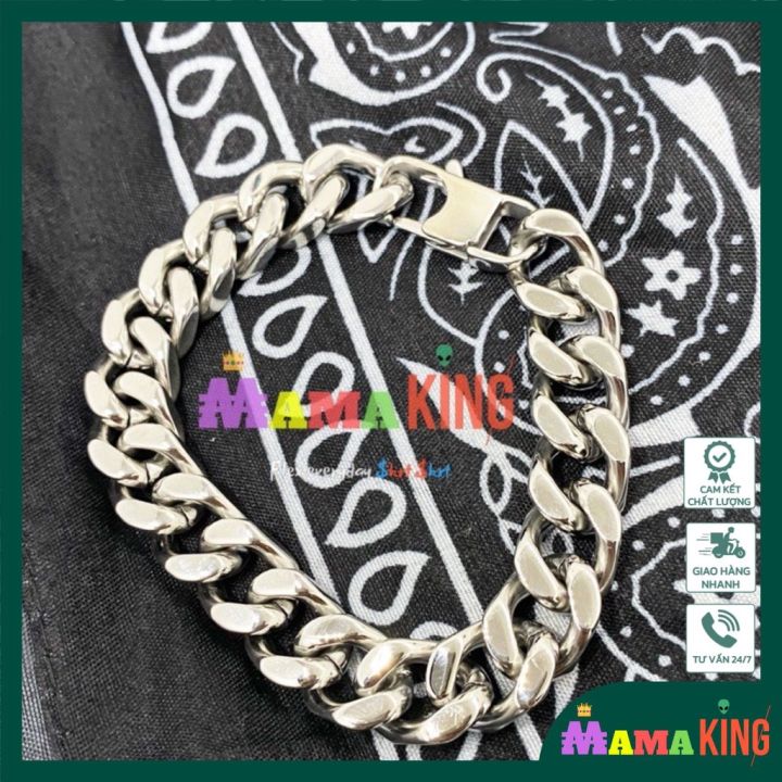 VÒNG TAY CUBAN LẮC TAY NAM  CUBAN TRƠN THÉP KHÔNG GỈ NGUYÊN KHỐI by MAMA KING