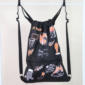(Bisa COD) Tas Serut Anti Air Water Proof String Bag / Draw String / Gym Sack Tas Olahraga Pria Kekinian Motif Basket