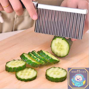 Chip Cutter Cutter Potato Slicer Stainless Steel Corrugated Knife Wavy Cutter French Fry Cutter Kitchen Gadget Cucumber Carrot Fruit