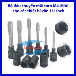 Bộ 10 đầu chuyển các thiết bị vặn bulong 1/2 inch sang mũi taro ren M6-M24 Đài Loan cao cấp