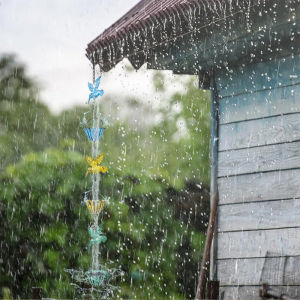 <pirit> โซ่ฝนโซ่คล้องน้ำฝนสำหรับด้านนอกของฮัมมิงเบิร์ดกระดิ่งโซ่ฝนโลหะสำหรับตกแต่งโซ่ฝนที่ดักฝนแบบถอดเปลี่ยนได้