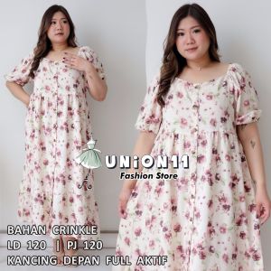 UNION11 - DRESS JUMBO WANITA LD 120 / BAJU JUMBO WANITA / MAXI JUMBO BAHAN CRINKLE / DRESS JUMBO WANITA MUAT BB 90 KG DAMIAN