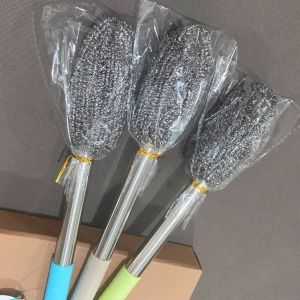 Long Handle Stainless Steel Pot Brush Steel Wool Brush Long Rod Cleaning Brush Kitchen Bottle Jar Pot Dishwashing Household Non-Shedding [ Free Shipping ]
