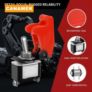 【CANAMEK】 1Pcs 12V 20A Red Cover SPST ON Off 2Pin Heavy Duty Rocker Toggle Switch For Racing Auto Car ATV UTV Golf Cart Truck Boat
