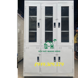 TỦ HỒ SƠ SẮT 3 CỬA KÍNH 3 CỬA SẮT SƠN TĨNH ĐIỆN CAO CẤP HCM