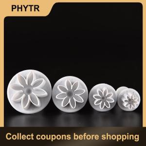 【PHYTR】 4X Cake Fondant Sugarcraft Decor Cookie Mould Mold Plunger Daisy Flower Cutter