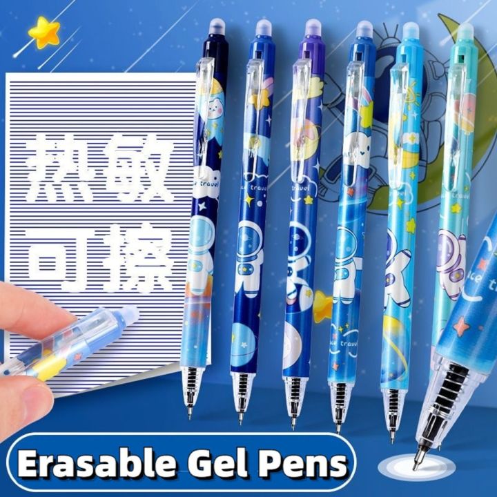 Temiary 12Pcs Cute Erasable Gel Pens, Make Mistakes Disappear, 0.5mm Fine Point Smooth Writing For Planner Puzzles, Blue Ink No Smudge For School