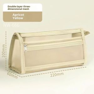 PaulWeekend กล่องดินสอแบบตาข่ายสองชั้นพร้อมหน้าต่างแบบโปร่งใสกระเป๋าเก็บของข้อสอบความจุสูงการออกแบบที่เรียบง่ายและมีสไตล์