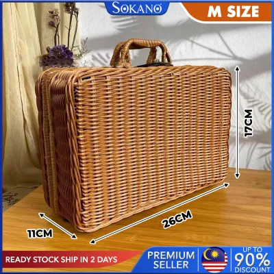 SOKANO SO033 Vintage Rattan Woven Storage Case Makeup Holder Suitcase Sundries Organizer Box Gift Box Kotak Hantaran Kahwin Nikah Kahwin