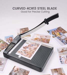 Paper CutterPaper Trimmer12" Cutting Length Heavy Duty Guillotine Paper Slicer with Safety Guard and Blade Lock12 Sheets CapacityIdeal for OfficesHomesPrinting ShopsPhoto Studios