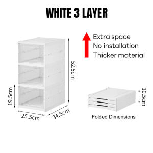 🇸🇬[SG ] Foldable Shoe Storage Box No Installation/Stackable Shoe Rack /Shoe Organiser Plastic Shoe Cabinet  With Lid