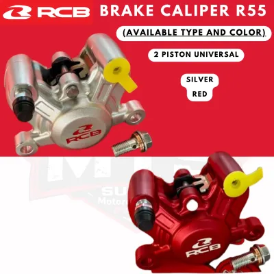 RCB BRAKE CALIPER R55 2 PISTON UNIVERSAL SILVER/RED RACING BOY - NO BRACKET INCLUDED